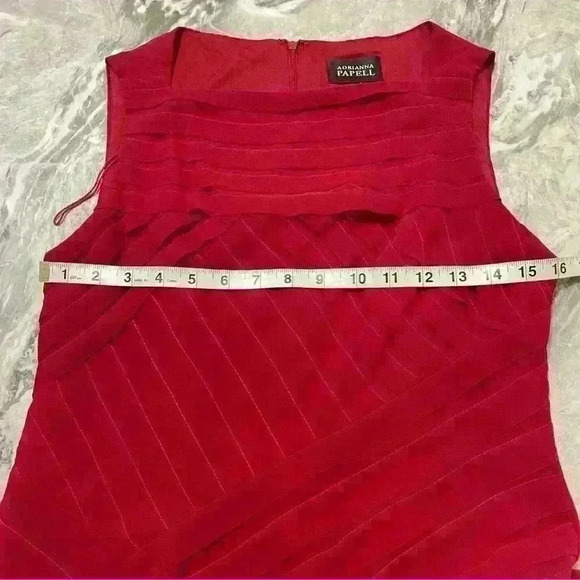 Adrianna Papell Dress Womens Red Shutter Pleated Layered Size 6 Party Cocktail - Picture 7 of 12